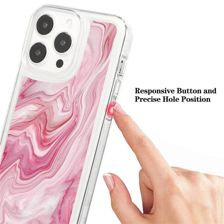 For iPhone 15 Pro Case Marble Pattern TPU Airbag Structure Phone Shell