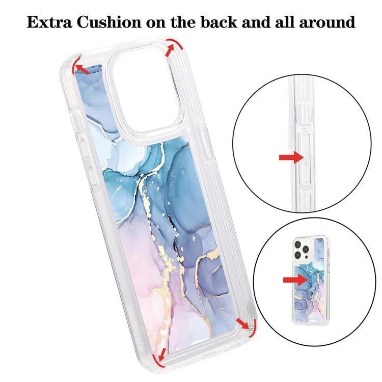 For iPhone 15 Pro Case Marble Pattern TPU Airbag Structure Phone Shell1