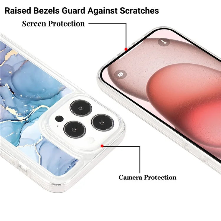 For iPhone 15 Pro Case Marble Pattern TPU Airbag Structure Phone Shell1
