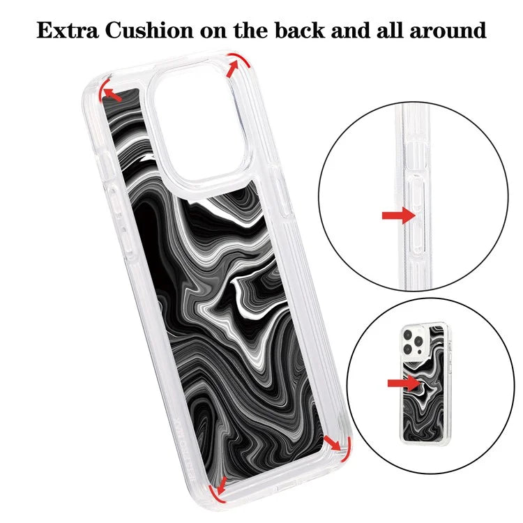 For iPhone 15 Pro Case Marble Pattern TPU Airbag Structure Phone Shell2