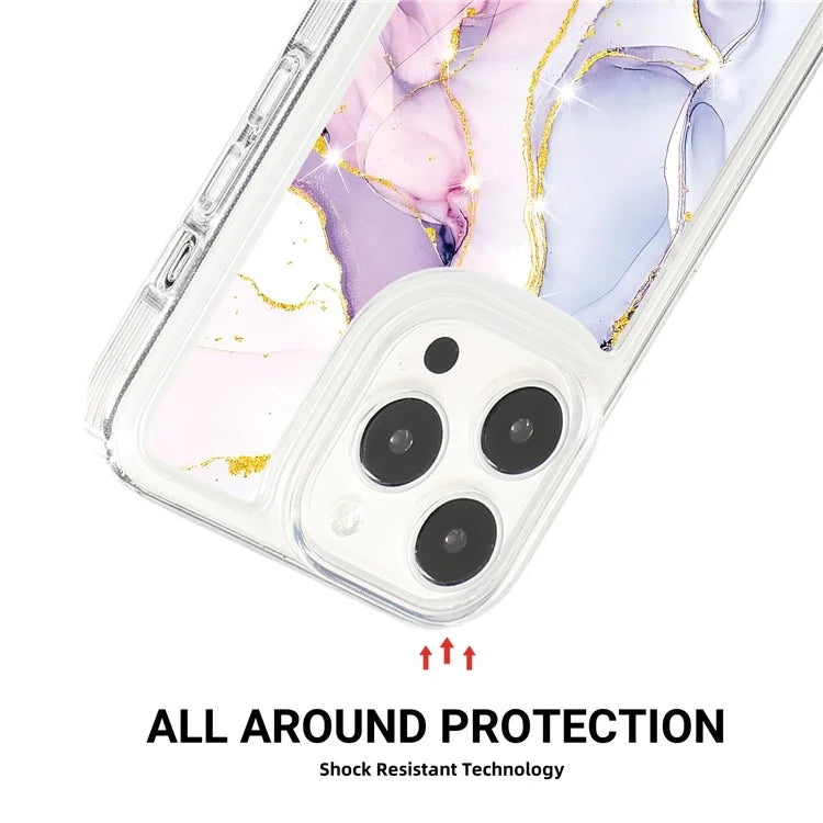 For iPhone 14 Pro Max TPU Case Airbag Protection Smart Phone Cover with Marble Pattern