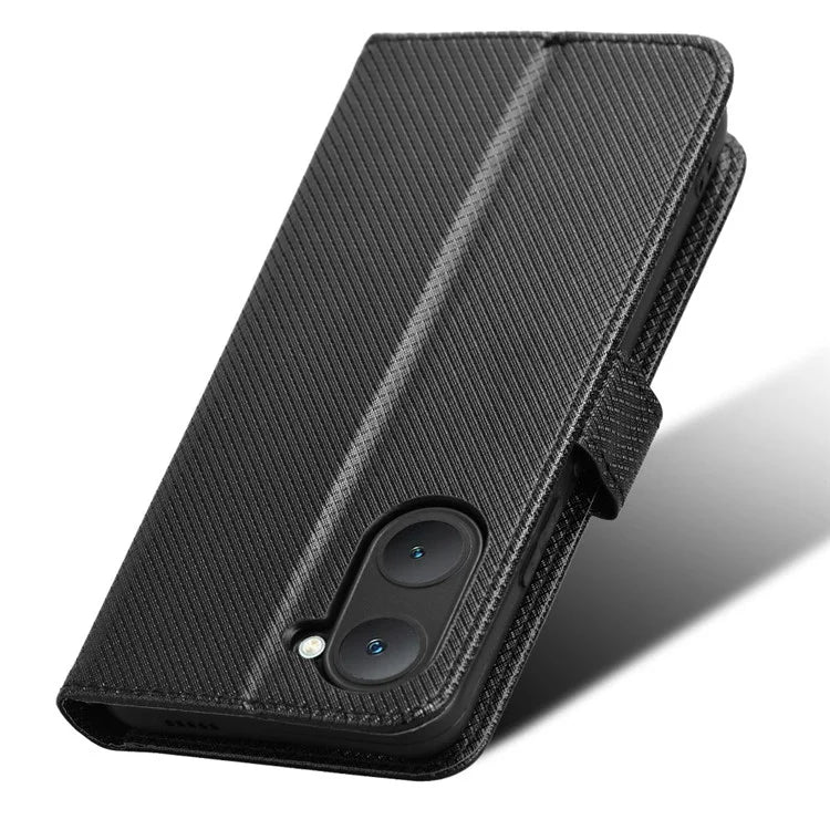 For vivo Y03 Wallet Case Diamond Texture Stand PU Leather Phone Cover
