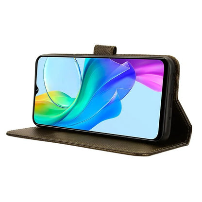 For vivo Y03 Wallet Case Diamond Texture Stand PU Leather Phone Cover