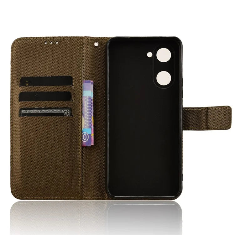 For vivo Y03 Wallet Case Diamond Texture Stand PU Leather Phone Cover