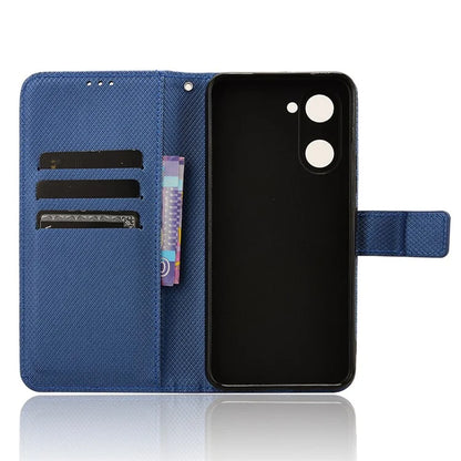 For vivo Y03 Wallet Case Diamond Texture Stand PU Leather Phone Cover