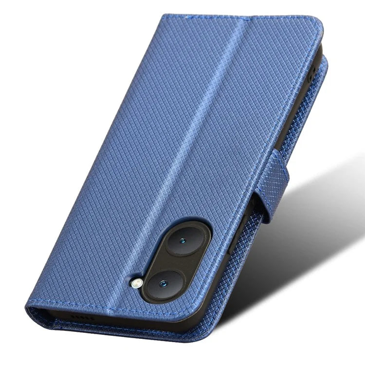 For vivo Y03 Wallet Case Diamond Texture Stand PU Leather Phone Cover