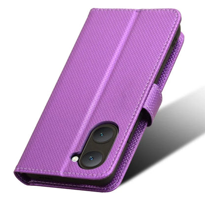 For vivo Y03 Wallet Case Diamond Texture Stand PU Leather Phone Cover