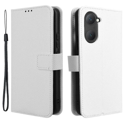 For vivo Y03 Wallet Case Diamond Texture Stand PU Leather Phone Cover