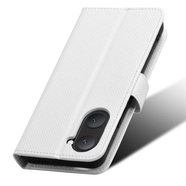 For vivo Y03 Wallet Case Diamond Texture Stand PU Leather Phone Cover