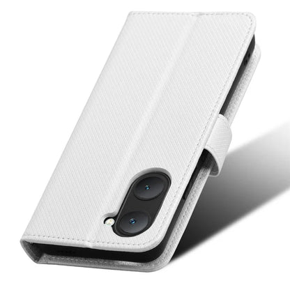 For vivo Y03 Wallet Case Diamond Texture Stand PU Leather Phone Cover