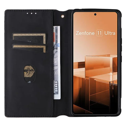 For Asus Zenfone 11 Ultra 5G Leather Wallet Case Rhombus Imprinted Protective Phone Cover