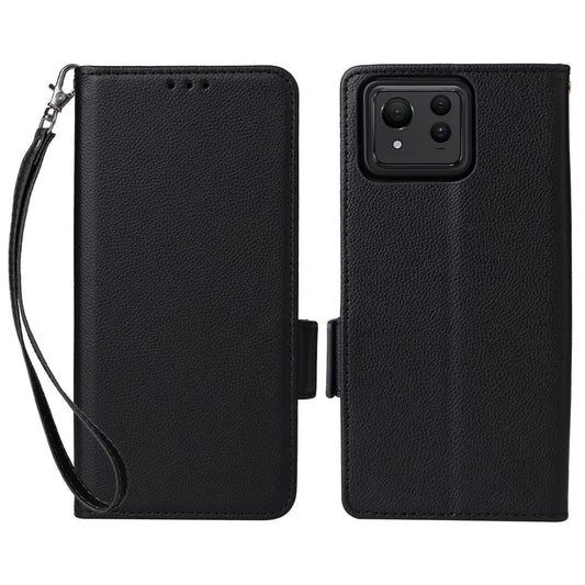 For Asus Zenfone 11 Ultra 5G Case Wallet Leather Litchi Texture Phone Cover with Wrist Strap