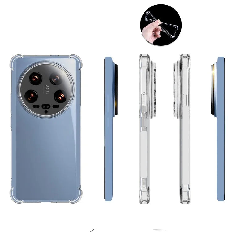 For Xiaomi 14 Ultra Clear Case Anti-Slip Soft TPU Back Phone Cover with Precise Lens Cutout