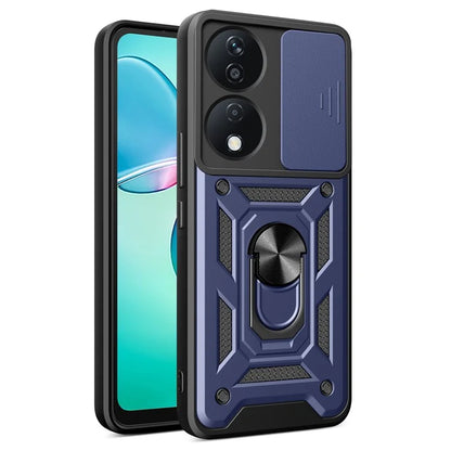 For Honor X7b 4G Case PC+TPU Rugged Shockproof Phone Cover with Slide Lens Window