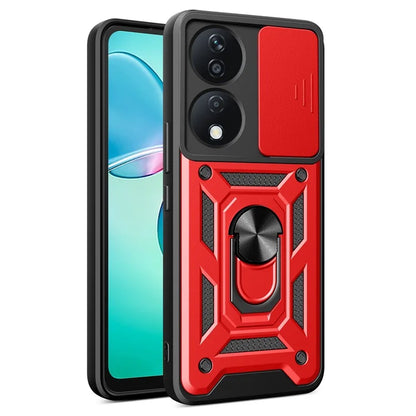 For Honor X7b 4G Case PC+TPU Rugged Shockproof Phone Cover with Slide Lens Window