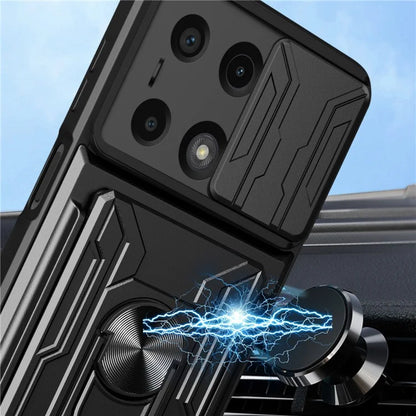 For Xiaomi Redmi Note 13 Pro 4G / Poco M6 Pro 4G Case Lens Protection PC+TPU Card Slots Phone Cover