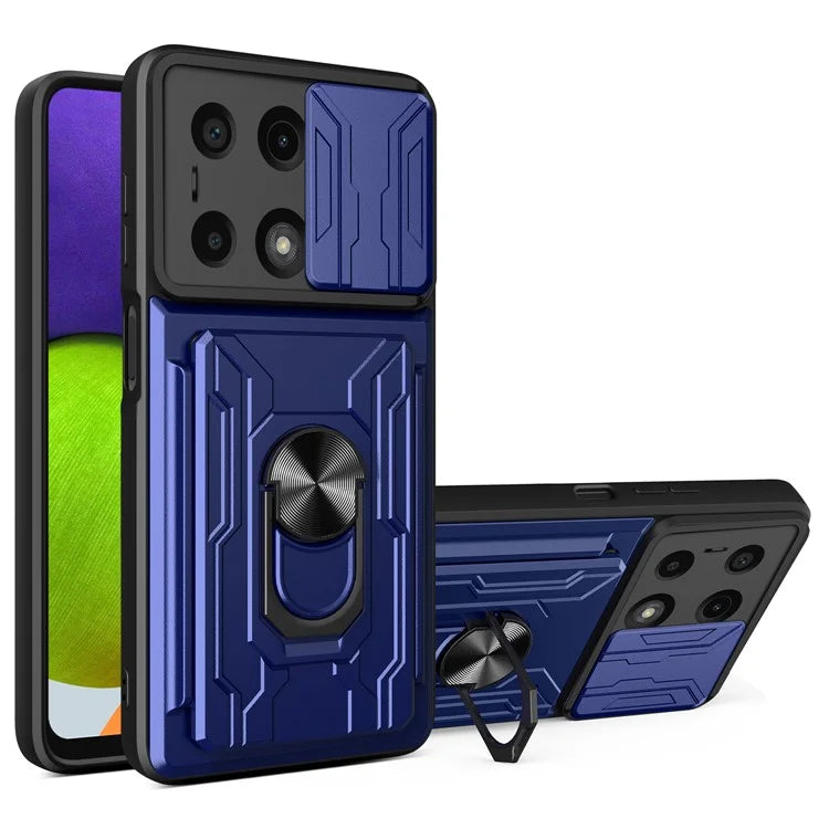 For Xiaomi Redmi Note 13 Pro 4G / Poco M6 Pro 4G Case Lens Protection PC+TPU Card Slots Phone Cover