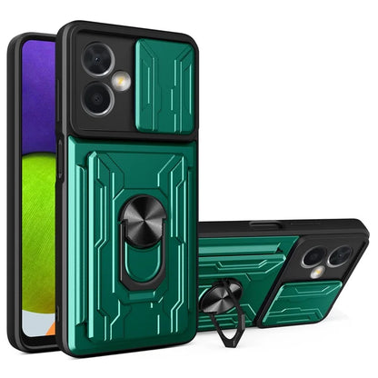 For Xiaomi Redmi Note 13 Pro 4G / Poco M6 Pro 4G Case Lens Protection PC+TPU Card Slots Phone Coverish Green