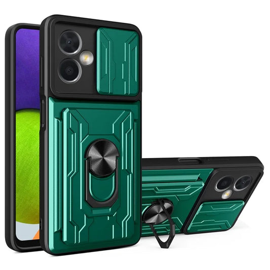 For Xiaomi Redmi Note 13 Pro 4G / Poco M6 Pro 4G Case Lens Protection PC+TPU Card Slots Phone Coverish Green