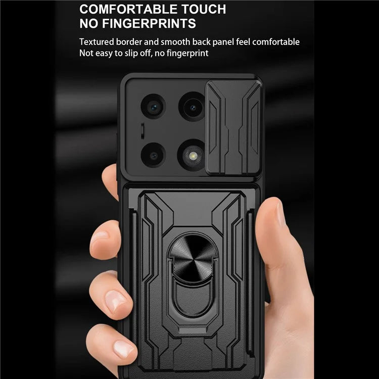 For Xiaomi Redmi Note 13 Pro 4G / Poco M6 Pro 4G Case Lens Protection PC+TPU Card Slots Phone Coverish Green