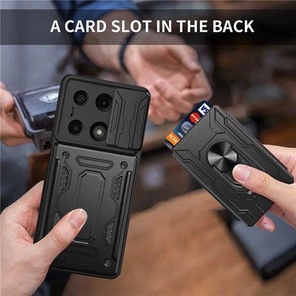 For Xiaomi Redmi Note 13 Pro 4G / Poco M6 Pro 4G Case Lens Protection PC+TPU Card Slots Phone Coverish Green