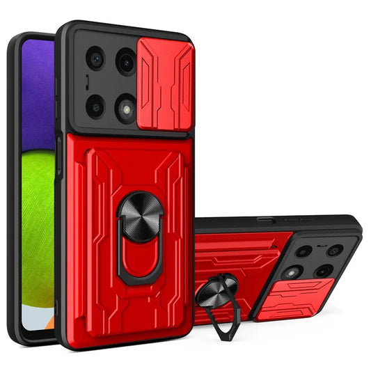 For Xiaomi Redmi Note 13 Pro 4G / Poco M6 Pro 4G Case Lens Protection PC+TPU Card Slots Phone Cover