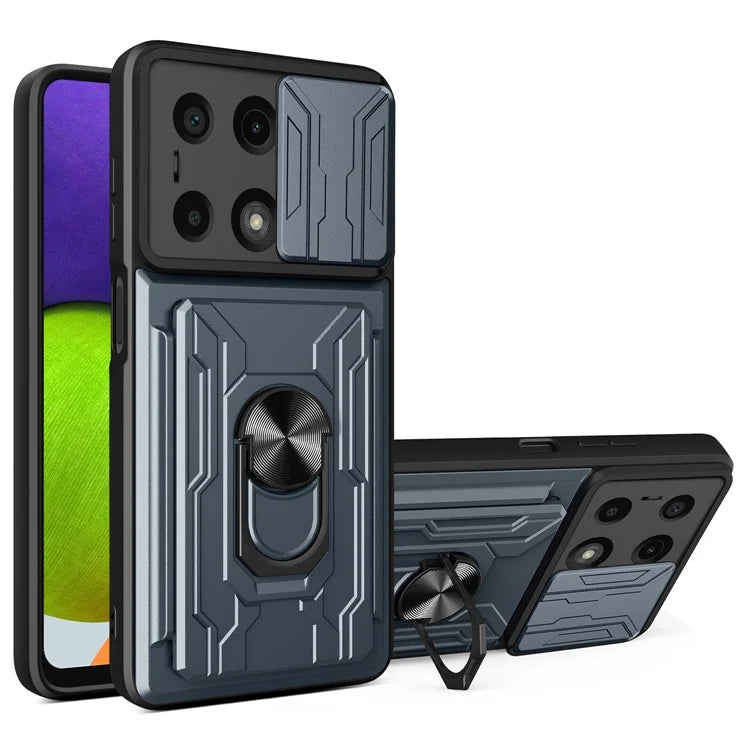 For Xiaomi Redmi Note 13 Pro 4G / Poco M6 Pro 4G Case Lens Protection PC+TPU Card Slots Phone Cover