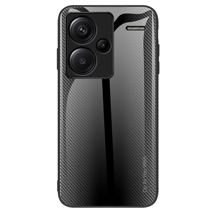 For Xiaomi Redmi Note 13 Pro+ 5G Case Tempered Glass+TPU Cover with Carbon Fiber Texture