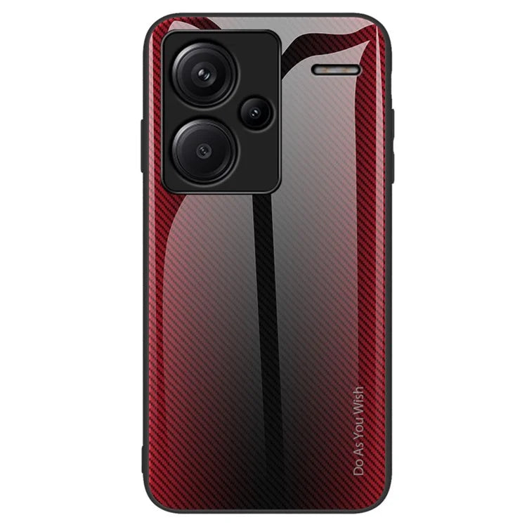 For Xiaomi Redmi Note 13 Pro+ 5G Case Tempered Glass+TPU Cover with Carbon Fiber Texture