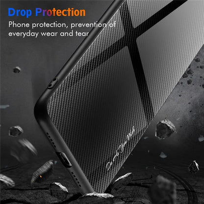 For Xiaomi Redmi Note 13 Pro+ 5G Case Tempered Glass+TPU Cover with Carbon Fiber Texture