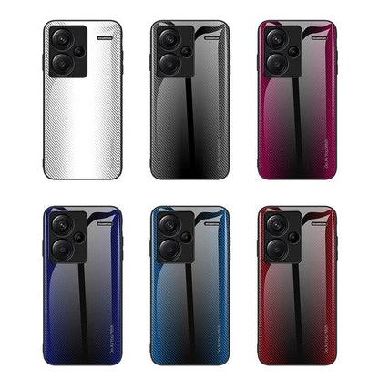 For Xiaomi Redmi Note 13 Pro+ 5G Case Tempered Glass+TPU Cover with Carbon Fiber Texture