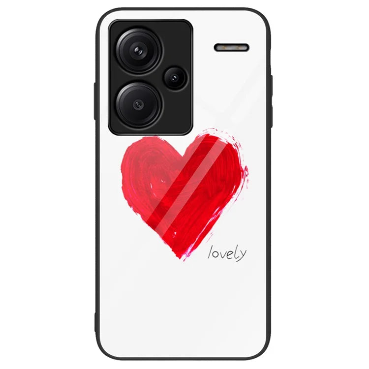 For Xiaomi Redmi Note 13 Pro+ 5G Cell Phone Cases Pattern Printing Tempered Glass+PC+TPU Shell