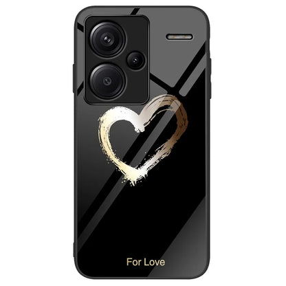 For Xiaomi Redmi Note 13 Pro+ 5G Cell Phone Cases Pattern Printing Tempered Glass+PC+TPU Shell