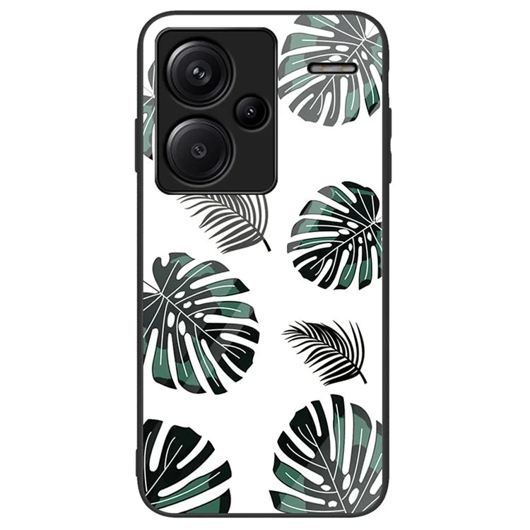 For Xiaomi Redmi Note 13 Pro+ 5G Cell Phone Cases Pattern Printing Tempered Glass+PC+TPU Shell