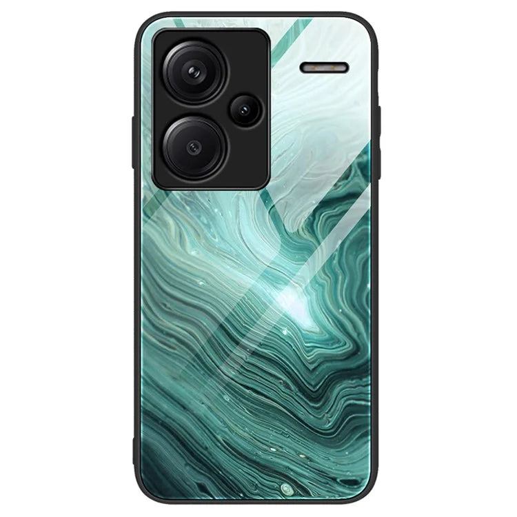 For Xiaomi Redmi Note 13 Pro+ 5G Cell Phone Cases Marble Pattern Tempered Glass Cover