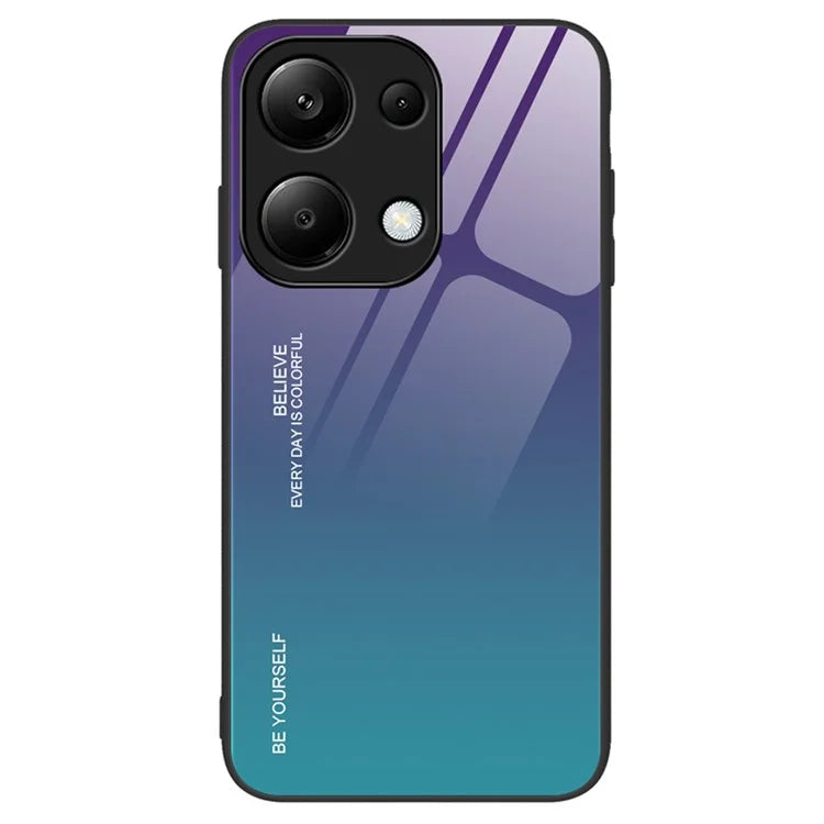 For Xiaomi Redmi Note 13 Pro 4G / Poco M6 Pro 4G Cell Phone Case Tempered Glass+PC+TPU Gradient Cover