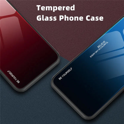 For Xiaomi Redmi Note 13 Pro 4G / Poco M6 Pro 4G Cell Phone Case Tempered Glass+PC+TPU Gradient Cover