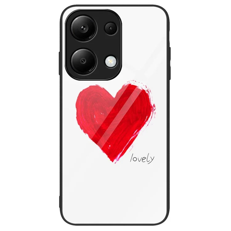 For Xiaomi Redmi Note 13 Pro 4G / Poco M6 Pro 4G Phone Cover Pattern Printing Tempered Glass+PC+TPU Case