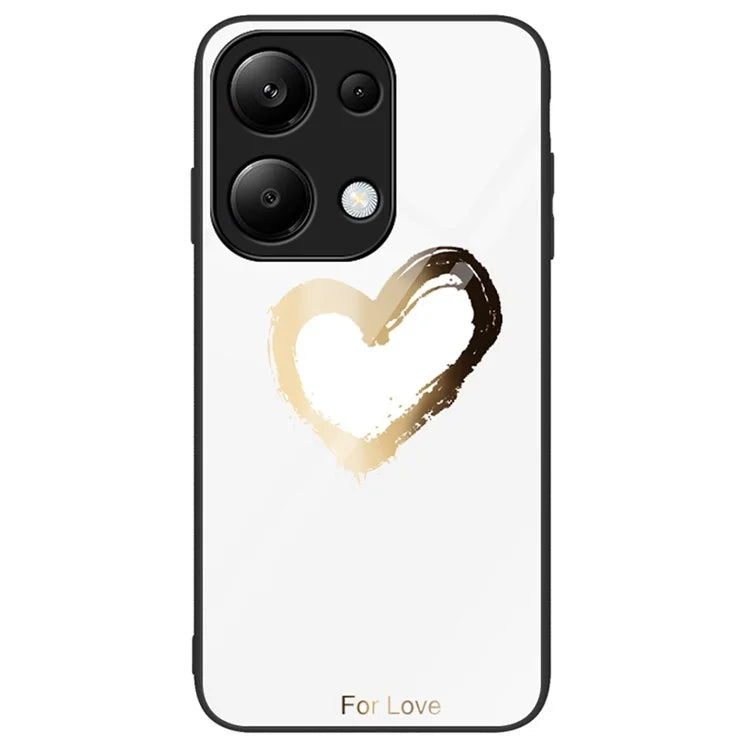 For Xiaomi Redmi Note 13 Pro 4G / Poco M6 Pro 4G Phone Cover Pattern Printing Tempered Glass+PC+TPU Case