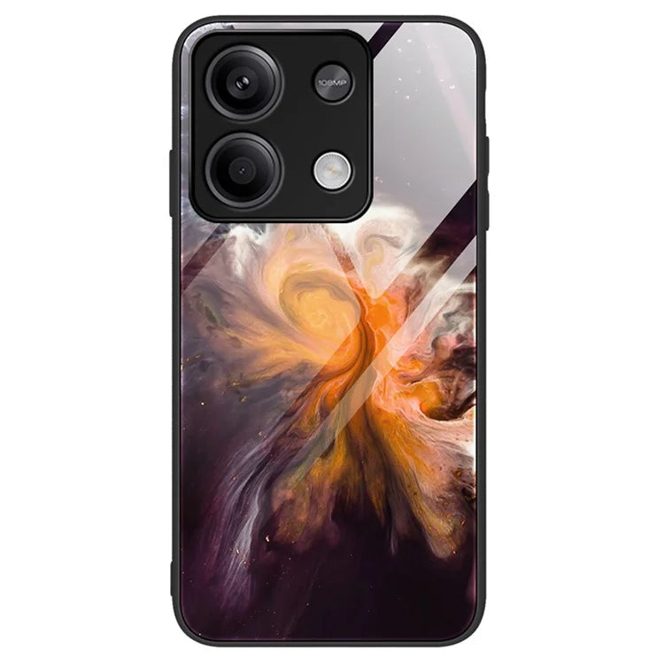 For Xiaomi Redmi Note 13 5G Case Anti-Scratch Marble Pattern Tempered Glass Back Cover