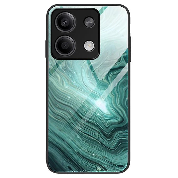 For Xiaomi Redmi Note 13 5G Case Anti-Scratch Marble Pattern Tempered Glass Back Cover