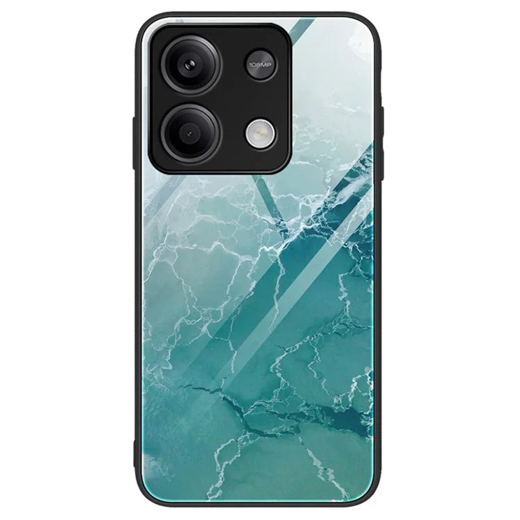 For Xiaomi Redmi Note 13 5G Case Anti-Scratch Marble Pattern Tempered Glass Back Cover