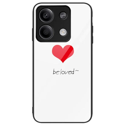 For Xiaomi Redmi Note 13 5G Tempered Glass Back Cover Pattern PC+TPU Protective Phone Case