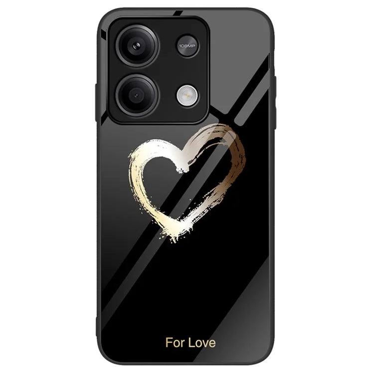 For Xiaomi Redmi Note 13 5G Tempered Glass Back Cover Pattern PC+TPU Protective Phone Case