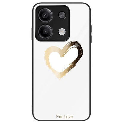 For Xiaomi Redmi Note 13 5G Tempered Glass Back Cover Pattern PC+TPU Protective Phone Case