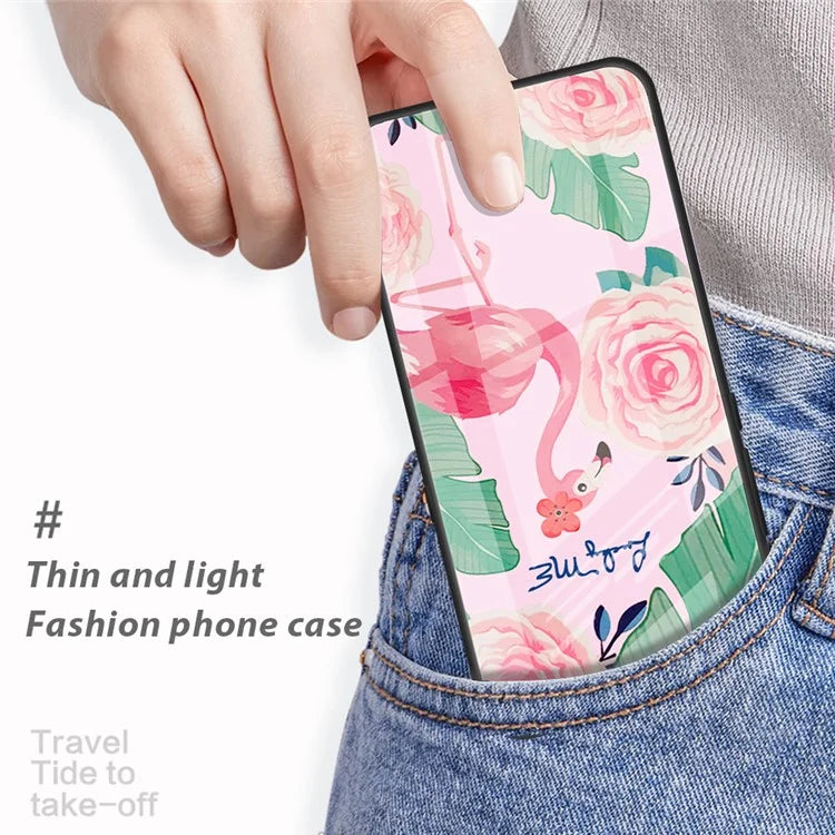 For Xiaomi Redmi Note 13 5G Tempered Glass Back Cover Pattern PC+TPU Protective Phone Case