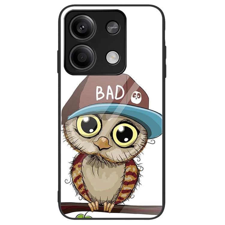 For Xiaomi Redmi Note 13 5G Tempered Glass Back Cover Pattern PC+TPU Protective Phone Case