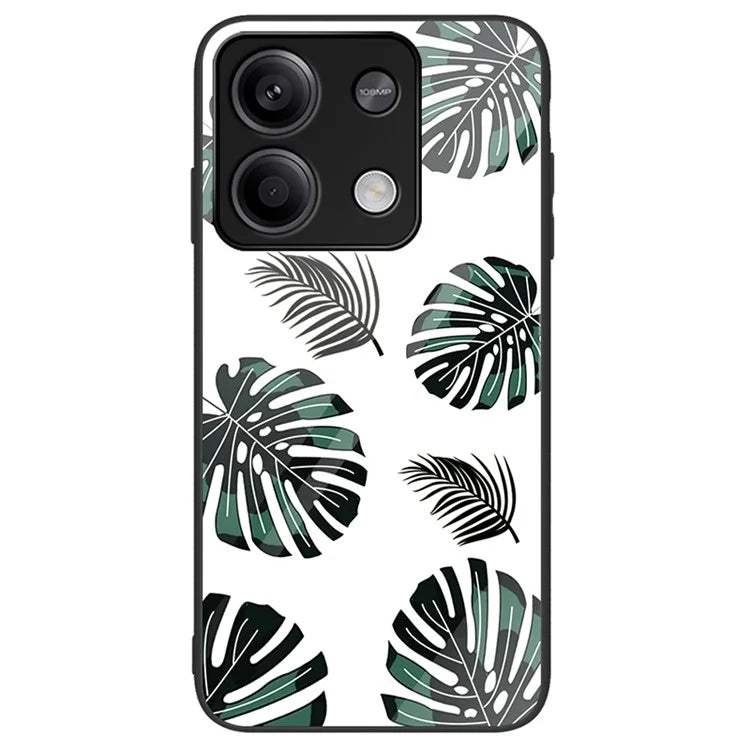 For Xiaomi Redmi Note 13 5G Tempered Glass Back Cover Pattern PC+TPU Protective Phone Case