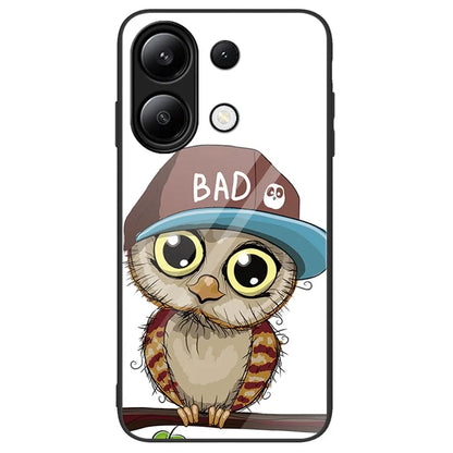 For Xiaomi Redmi Note 13 4G Case Pattern Printing Tempered Glass+PC+TPU Phone Cover