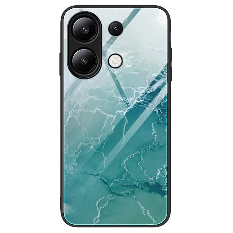 For Xiaomi Redmi Note 13 4G Case TPU+PC+Tempered Glass Marble Pattern Phone Cover